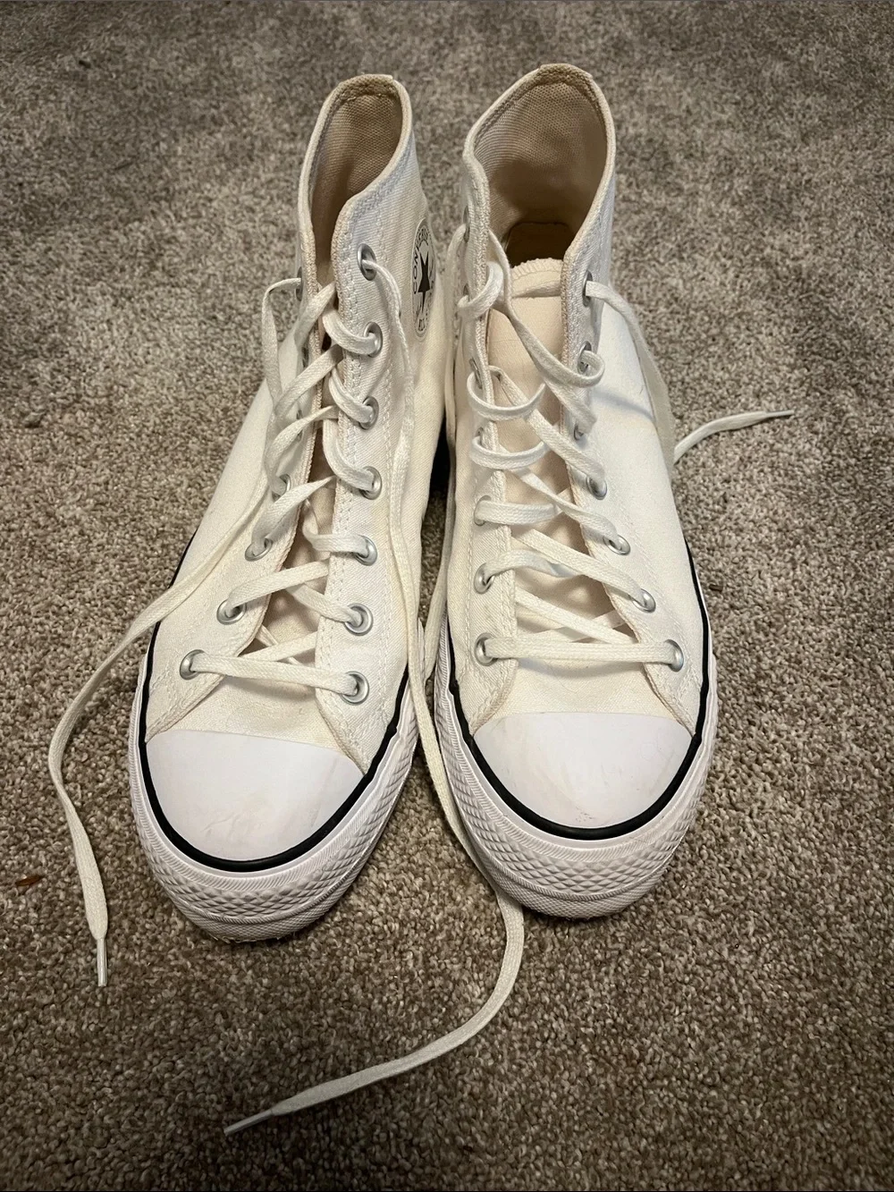 Classic High-Top Canvas Sneakers in Off-White
